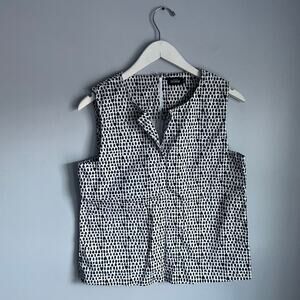 Kate Spade Saturday Ceramic Vase Print White Black Sleeveless Top Work Business